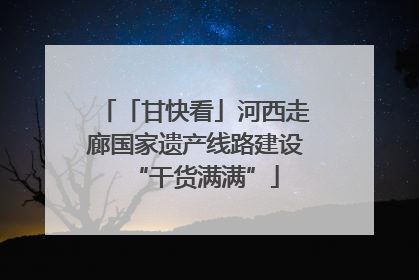 「甘快看」河西走廊国家遗产线路建设“干货满满”