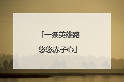 一条英雄路 悠悠赤子心