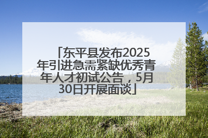 东平县发布2025年引进急需紧缺优秀青年人才初试公告，5月30日开展面谈