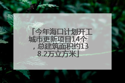 今年海口计划开工城市更新项目14个，总建筑面积约138.2万立方米