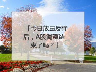今日放量反弹后，A股调整结束了吗？