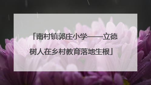 南村镇郭庄小学——立德树人在乡村教育落地生根