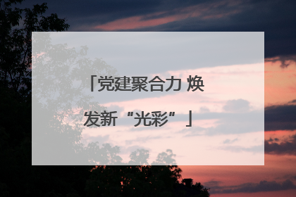 党建聚合力 焕发新“光彩”