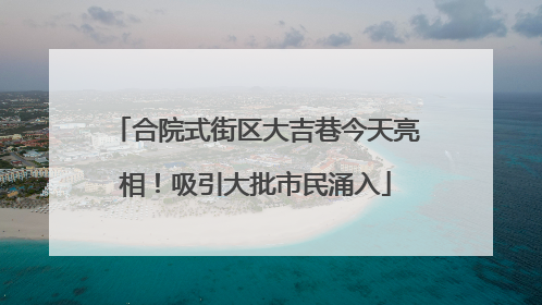 合院式街区大吉巷今天亮相！吸引大批市民涌入