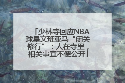 少林寺回应NBA球星文班亚马“闭关修行”：人在寺里，相关事宜不便公开