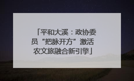 平和大溪：政协委员“把脉开方”激活农文旅融合新引擎
