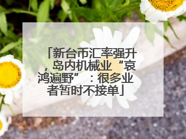 新台币汇率强升，岛内机械业“哀鸿遍野”：很多业者暂时不接单