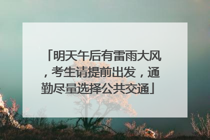 明天午后有雷雨大风，考生请提前出发，通勤尽量选择公共交通