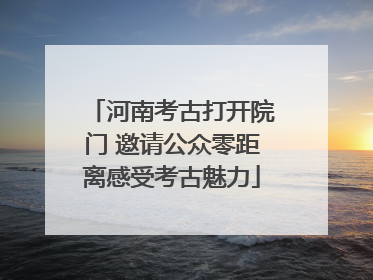 河南考古打开院门 邀请公众零距离感受考古魅力