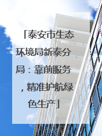 泰安市生态环境局新泰分局：靠前服务，精准护航绿色生产