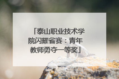 泰山职业技术学院闪耀省赛：青年教师勇夺一等奖