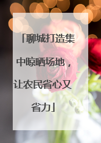 聊城打造集中晾晒场地，让农民省心又省力