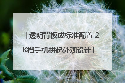 透明背板成标准配置 2K档手机拼起外观设计
