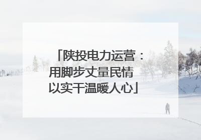 陕投电力运营：用脚步丈量民情 以实干温暖人心