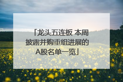 龙头五连板 本周披露并购重组进展的A股名单一览